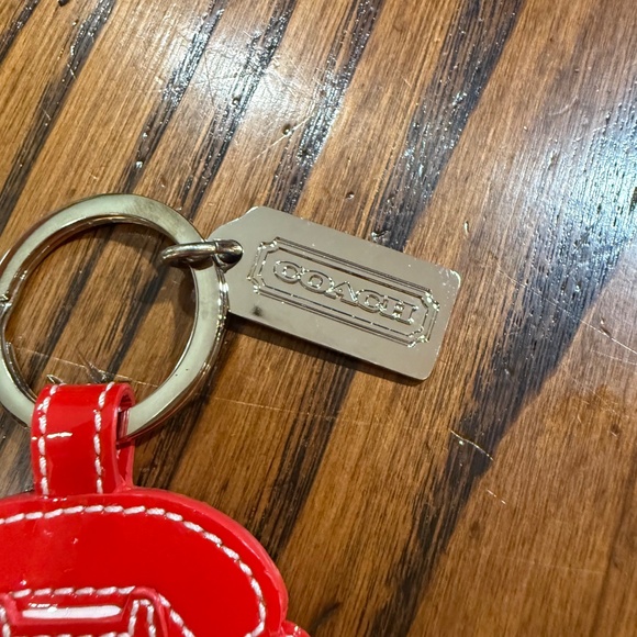 Coach Red Leather Telephone Key Fob - Picture 3 of 4